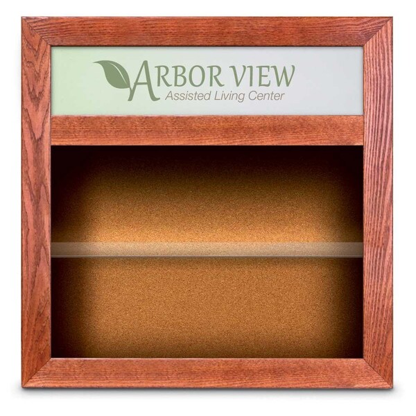Outdoor Enclosed Combo Board, 42"x32", Satin Frame/White Porc & Black